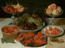 Stilleven met fruit en rivierkreeft van Georg Flegel: stilleven met brood en kaas