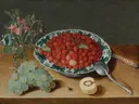 Stilleven met fruit van Isaak Soreau: stilleven met bloemen en fruit