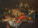 Stilleven met gemengd fruit in een mand van Cornelis de Bryer: stilleven met fruit