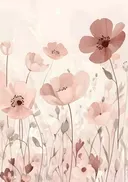 Schilderij van een bloemenveld in stoffig roze