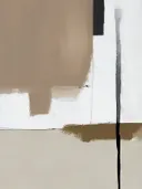 Minimalistisch schilderij met strakke vlakken in zand en zwart