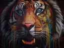 Street-art muurschildering van tijgerkop