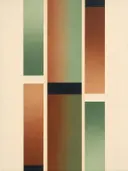 Strepen in de stijl Geometric Earth, in saliegroen, romige crème en terracotta, met een diepzwart accent