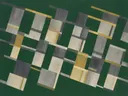Strepen in de stijl Geometric Earth, in grafiet, zilvergrijs en bleek been, met een mosterdgeel accent
