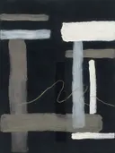 Strepen in de stijl Geometric Earth, in steengrijs, bleek blauwgrijs en krijtwit, met een diepzwart accent
