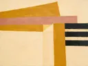 Strepen in de stijl Geometric Earth, in warm oker, zachte crème en verstoft roze, met een diepzwart accent