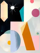 Surrealistisch abstract schilderij met ster en geometrische vormen