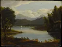 Tafereel aan de Hudson, Mogelijk Victor de Grailly: zee met rivier