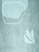 Abstract minimalistisch schilderij in teal met bloemsilhouet