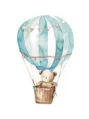 Teddybeer in mandje van een luchtballon