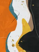 Abstract schilderij met terracotta en jade kleurvlakken