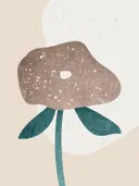 Bloemenschilderij met terrazzo-textuur in taupe en teal