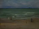 The Sea, Pourville, 1899, 1992.158 van James McNeill Whistler: zee met zee, golven, strand en horizon, in groenblauw en zand