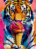 Close-up tijger met ijsje