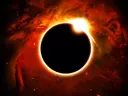 Zonsverduistering in rode ruimtenevel
