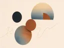 Totem in de stijl Geometric Earth, in gedempt blauwgrijs, romige crème en terracotta, met een diepzwart accent