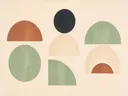 Totem in de stijl Geometric Earth, in saliegroen, romige crème en terracotta, met een diepzwart accent