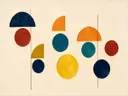 Totem in de stijl Geometric Earth, in gedurfd marineblauw, mosterdgeel, warm oranje, baksteenrood en petrolblauw