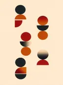 Totem in de stijl Geometric Earth, in diep rood, roestoranje en romige crème, met diepzwart