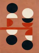 Totem in de stijl Geometric Earth, in inktzwart en beenderwit, met één baan vermiljoen
