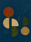Totem in de stijl Geometric Earth, in olijfgroen, kaki en bleek zand, met een gebrande sienna als accent