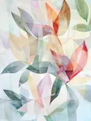 Abstracte aquarel van transparante bladvormen in pastelkleuren