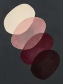 Transparante vlakken in de stijl Organic Geometry, in diep bordeaux, ossenbloed en verstoft roze, met warm beenderwit