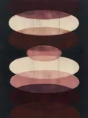 Transparante vlakken in de stijl Organic Geometry, in diep bordeaux, ossenbloed en verstoft roze, met warm beenderwit