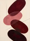 Transparante vlakken in de stijl Organic Geometry, in diep bordeaux, ossenbloed en verstoft roze, met warm beenderwit
