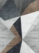 Abstract art deco schilderij met tribal ruitpatroon en geometrische vlakken