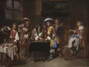 Trictrac Players van Karel Emmanuel Biset: figuren