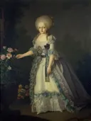 Trono Infanta Carlota Joaquina van Giuseppe Troni: portret met vrouw