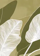 Lijntekening van tropische bladeren in groen