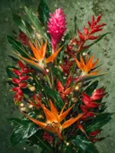 Tropische bloemen in felle kleuren, insecten schilderij