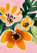 Schilderij van tropische oranje bloemen