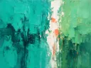 Abstract schilderij met het paletmes in turkoois en jade