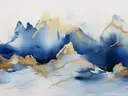 Abstract art deco marmerschilderij in turquoise en goud