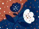 Schilderij van twee bloemen op een steel in kalkwit en zeeblauw