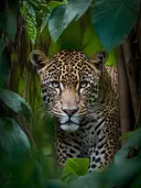 Twee jaguars in tropisch gebladerte