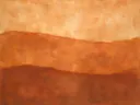 Twee vlakken in donker terracotta, kleurvelden schilderij, twee vlakken