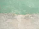 Kleurvelden schilderij, twee vlakken in zeegroen