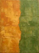 Meswerk schilderij, twee vlakken in Seventies Oker