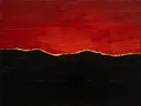 Paletmes abstract schilderij, twee vlakken in vuurrood