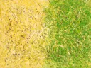 Twee vlakken Spetter in citroen en lindegroen, action painting schilderij, twee vlakken (drip)