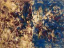 Action painting schilderij, twee vlakken (sweep) in royal blauw
