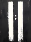 Minimalistisch zwart-wit schilderij met twee verticale strepen