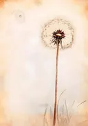 Aquarelschilderij van een uitgebloeide paardenbloem
