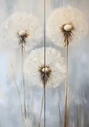 Schilderij van uitgebloeide paardenbloemen
