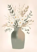 Stilleven van een vaas met droogbloemen en madeliefjes