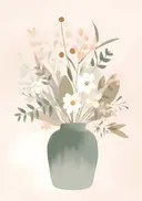 Stilleven van een vaas met witte bloemen en droogbloemen